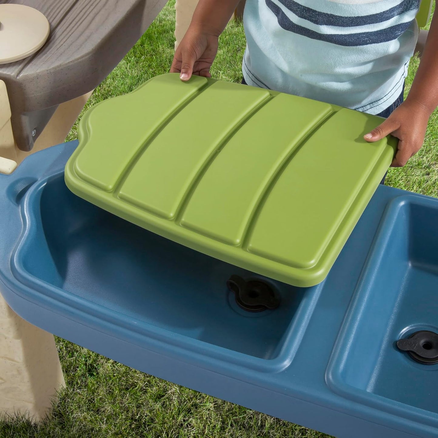 All around Playtime Patio with Canopy Playset – Shaded Outdoor Playhouse for Kids with Realistic, Interactive Features, Room for Multiple Toddlers to Play – Dimensions: 60" H X 47.5" W X 47.5" D