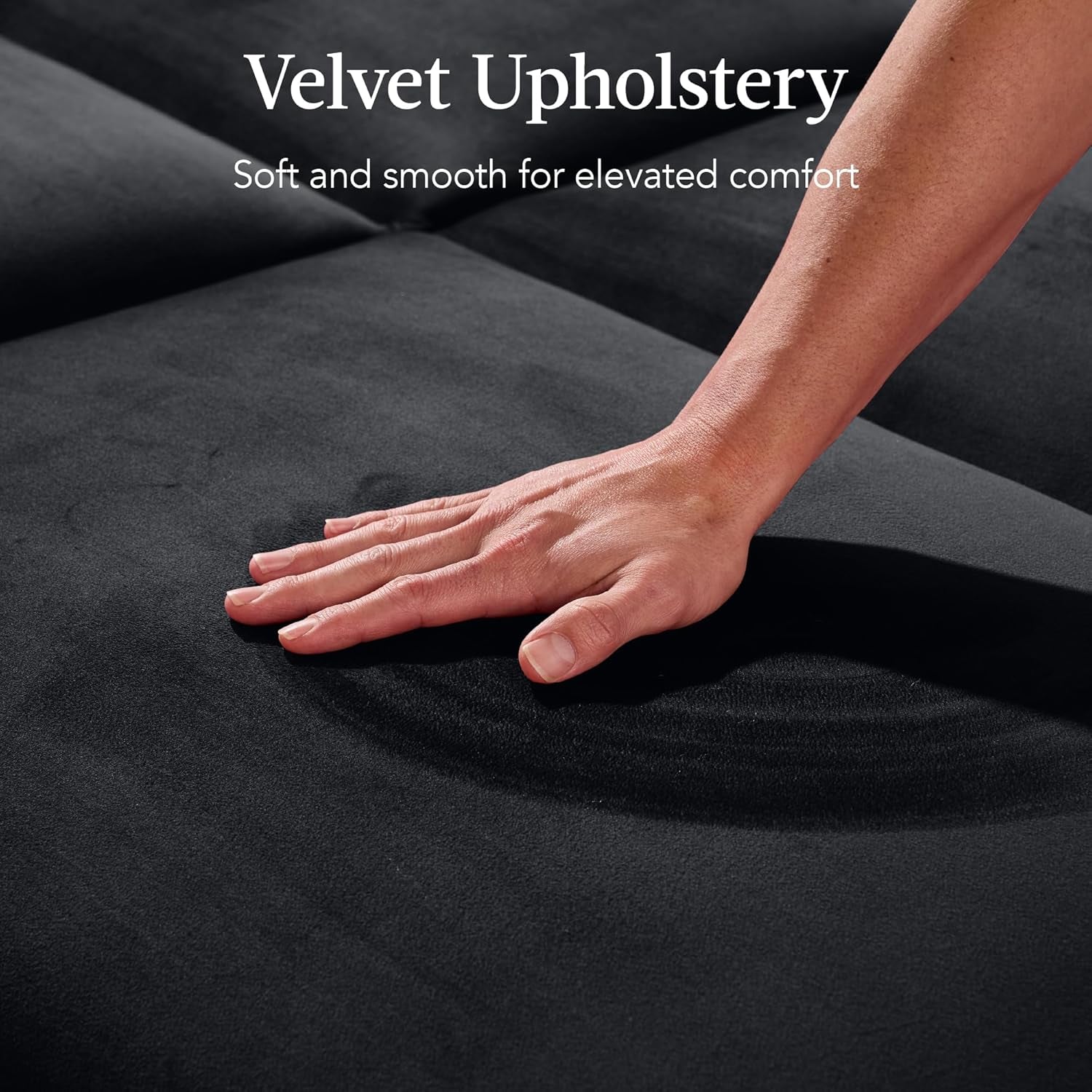 77" Mid Century Modern Velvet Loveseat Sofa, Couch, Convertible Sofa Sleeper Bed W/Real Wood, Removable Armrest - Onyx Black