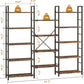 Triple Column 5 Tier Bookshelf, Industrial Large Bookcase Display Shelves, Large Etagere Bookshelf,Wide Book Shelf Book Case for Home & Office, Rustic Brown