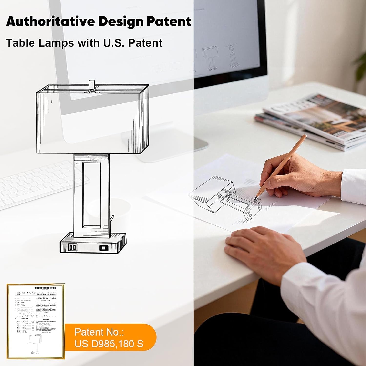 Set of 2 Touch Control Table Lamp with 2 USB Ports, 3-Way Dimmable Modern Nightstand Lamp Sets Bedside Touch Desk Lamp with Fabric Cream Shade for Bedroom Table Living Room Reading, Included Bulbs