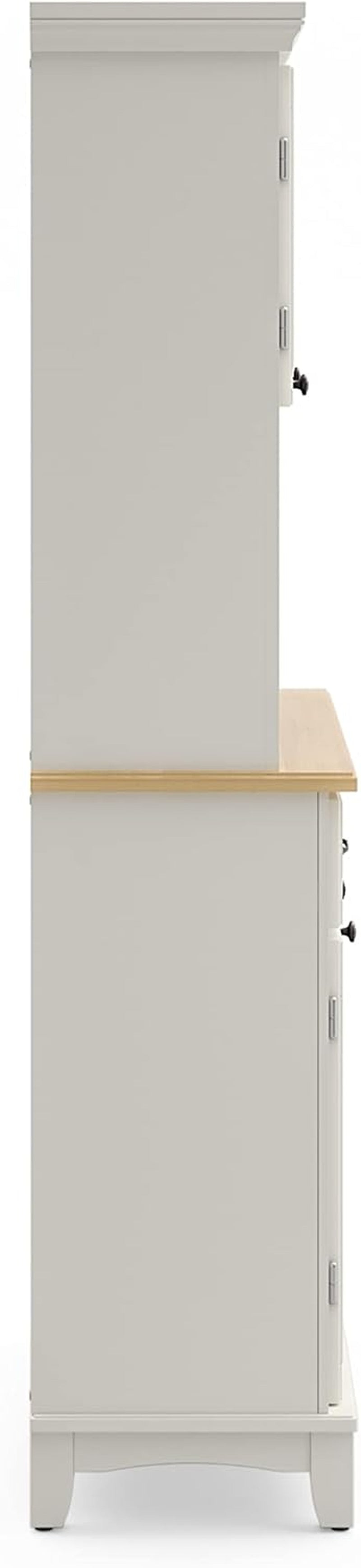 Buffet of Buffets Off-White Server with Hutch and Natural Wood Top