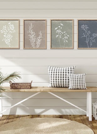 Framed Bohemian Botanical Wall Art Set of Four for Rustic Minimalist Home Decor (Brown, 11x14)