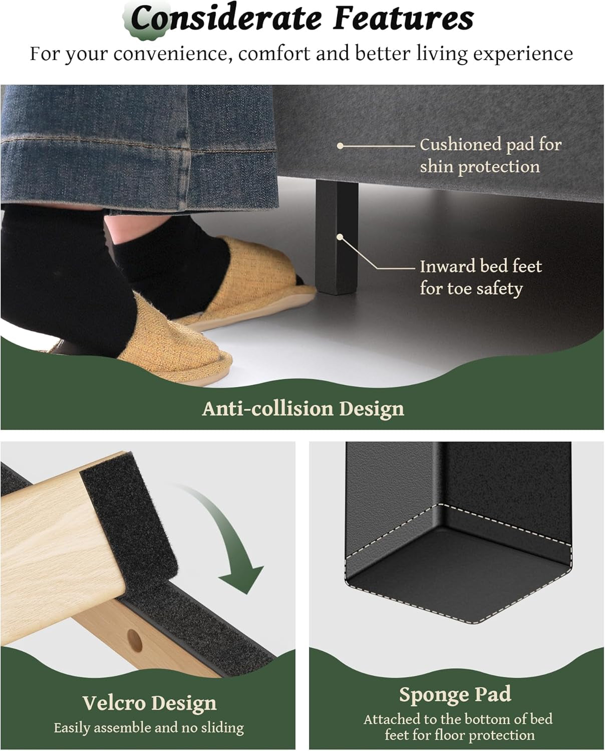 Queen Size Bed Frame with 56" Headboard - Velvet Upholstered Wingback Platform Bed Frame, Noise Free, Sturdy Wooden Slat Support (Deep Gray, Queen)