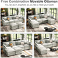 107" Cloud Couch Sectional, U Shaped Modular Sectional Sofa, 4-Seat Deep Seat Couch with 6 Removable Washable Pillows and 2 Ottoman for Living Room, Bedroom, Apartment, Light Grey