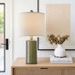 20.25" Small Table Lamps Set of 2 Modern Ceramic Lamps for Living Room Farmhouse Bedside Lamps Boho Lamps for Night Stands Green Bedroom Lamp Side Table Lamps End Table Lamp