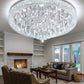 Crystal Chandeliers Modern LED Dimmable Flush Mount Ceiling Chandeliers for Living Room High Ceiling Entrance Foyer Bedroom Dining Room