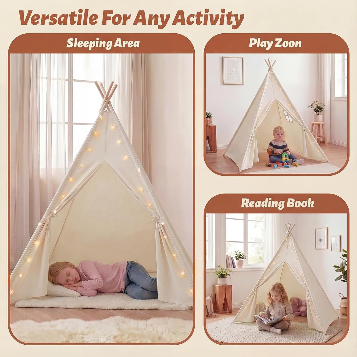 Kids Teepee Tent for Girls or Boys with Carry Case, Foldable Play Tent for Toddler Suit for Indoor and Outdoor Play, Protable Kids Playhouse Children Tent(Mat Not Included)
