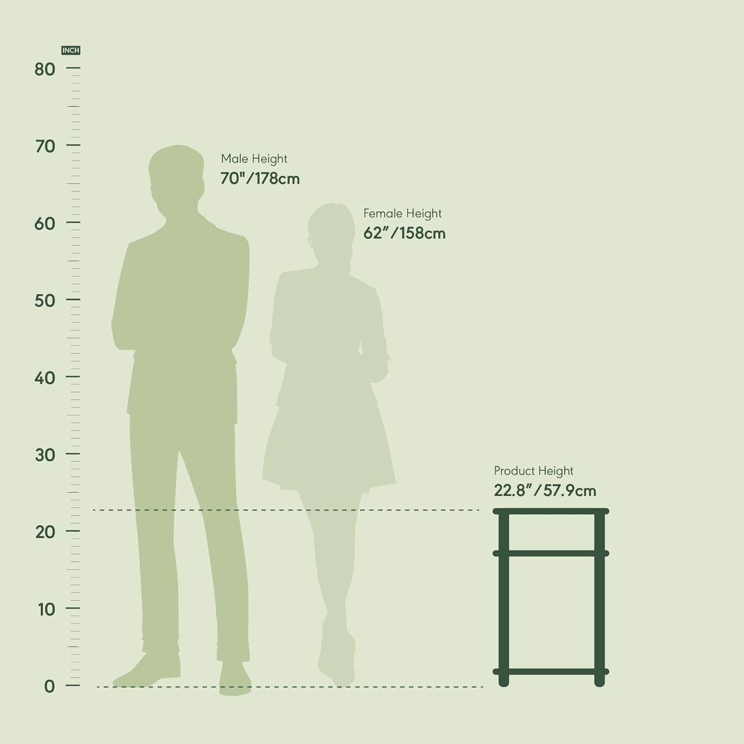 JUST Side Table, 3-Tier End Table, Open Shelves Night Stand, Bedside Table, Toolless Assembly, for Living Room, Bedroom, Bathroom, French Oak