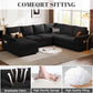 108 Inch Modular Sectional Sofa with Pull Out Bed, U Shaped 7 Seat Sectional Sleeper Sofa with Storage, Sectional Couches for Living Room,Cloud Modular Couch, Removable Sofa Cover, Black