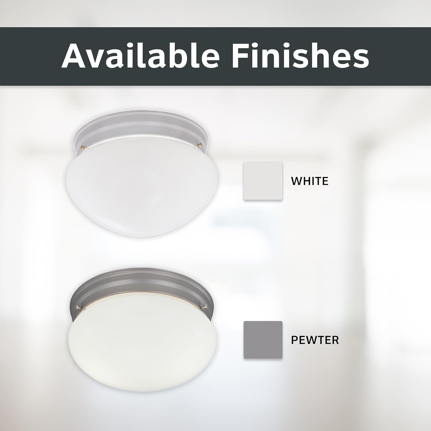 2-Lights Flush Mount Ceiling Light, 9 Inch Lighting Fixture for Kitchen, Bedroom, Bathroom, and Hallway, Frosted White Glass, White, 4732-WH