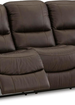 Signature Design by Ashley Leesworth Power Reclining Sofa with USB, Leather and Faux Leather, Zero Wall Design, 88-Inch Width Living Room Seating