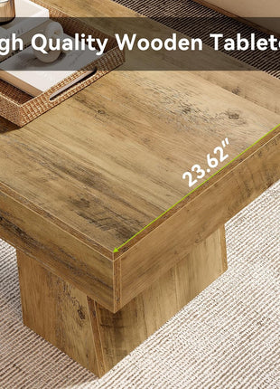 Farmhouse Rectangular Coffee Table - 47-Inch Wooden Accent Table with Sturdy Base for Modern Living Room (Rustic Brown)