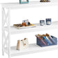 42 Inch Long Console Sofa Table, X Design Narrow Entryway Hallway Table W/ 3 Storage Shelves for Living Room, White