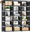 Bookcase, 18-Cube Extra Large Book Shelf, DIY Cube Storage Organizer for Bedroom, Living Room, Home Office - Black