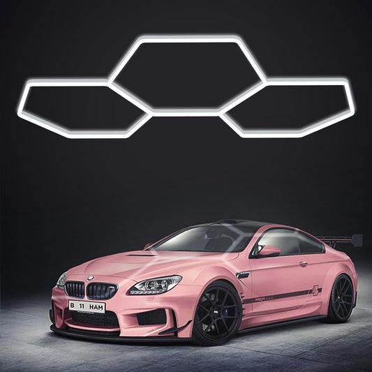 Hexagon Garage Lights: 6500K Cool White 3 Grid Hex LED Garage Light, 16 Packs LED Light, Super Bright Honeycomb Ceiling Llight for Car Detailing Workshop Basement Gym Barber