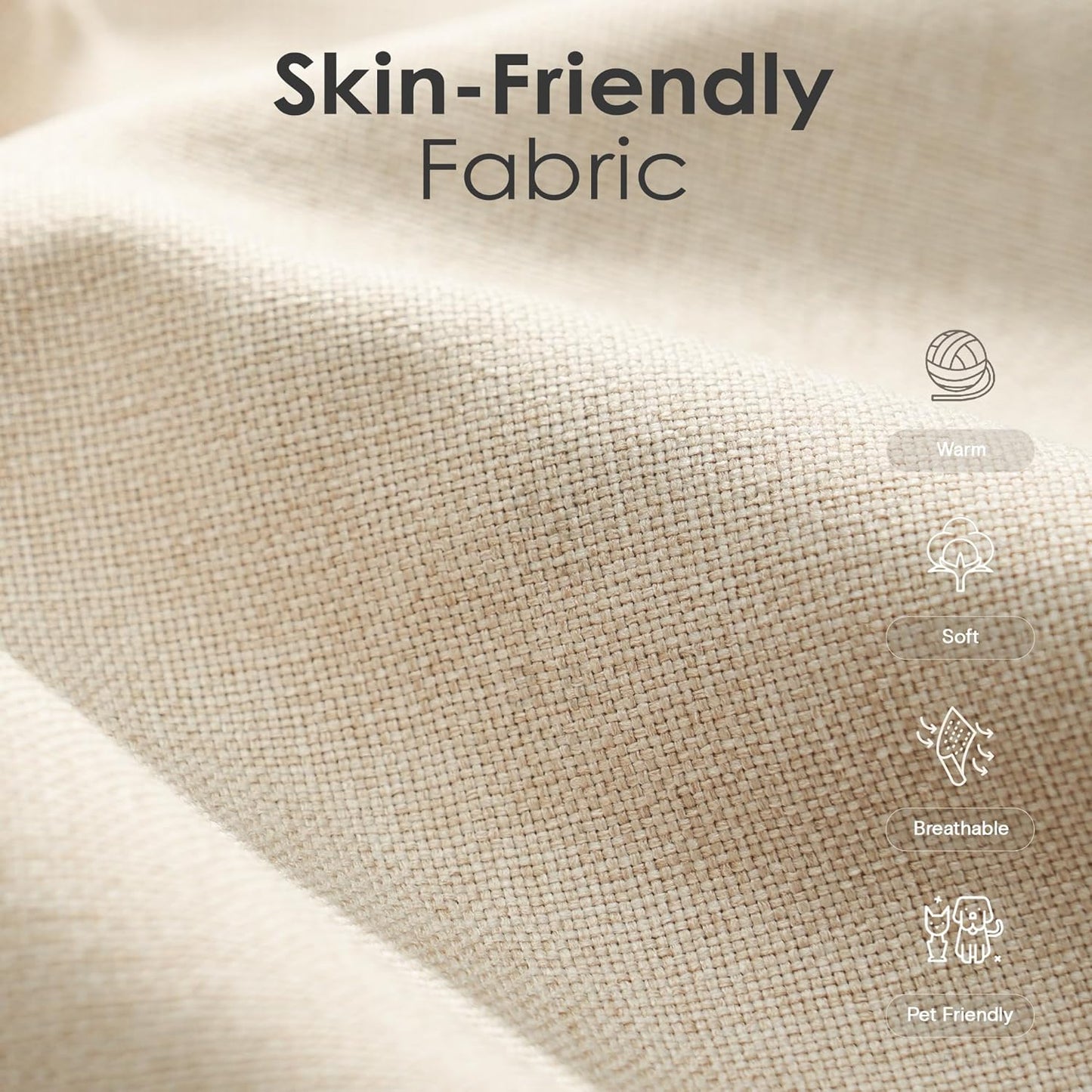 89" 3 Seater Sofa for Living Room, Deep Seated Comfy Couch with High Back Support, Removable Washable Linen Slipcover, Modern Farmhouse Style Rolled-Arm Beige Sofa