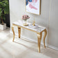 47 Inch White Marble Console Table with Mirrored Stainless Steel Metal Legs, Faux Marble Tall Luxury Gold Entryway Table, Modern Sofa Table Narrow Console Tables for Hallway Living Room