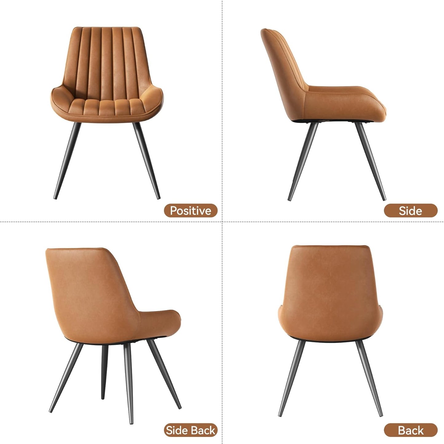 Modern Dining Chairs Set of 6,Upholstered Dining Room Chairs with Thick Cushions,Fabric Comfy Dining Chairs with Metal Legs for Dining Room Brown