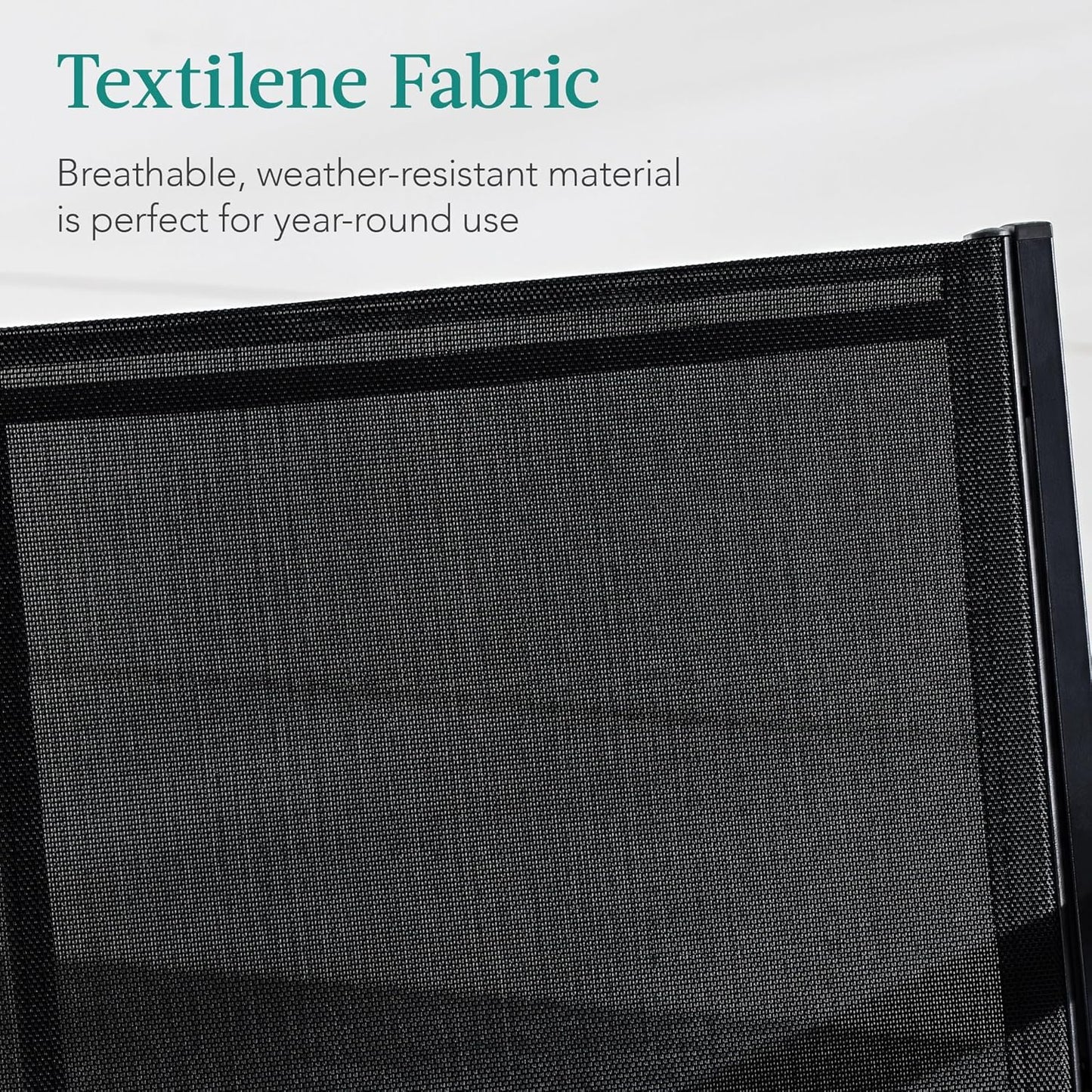 4-Piece Outdoor Textilene Patio Conversation Set, Backyard Furniture W/Loveseat, Coffee Table, Steel Frame - Black/Black