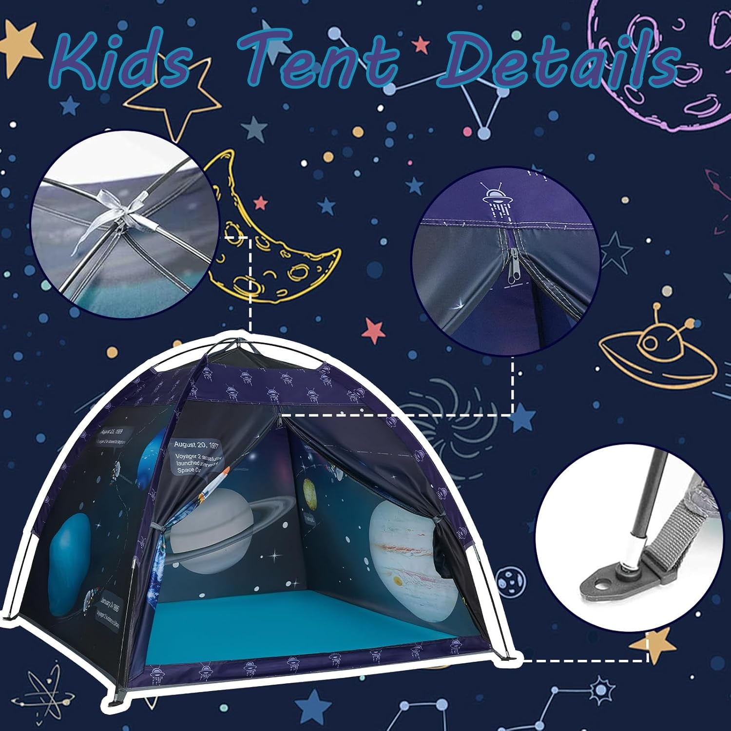 Space World Play Tent Galaxy Dome Playhouse for Boys and Girls Imaginative Play-Astronaut Space for Kids Indoor and Outdoor Fun, Perfect Kid’S Gift- 47" X 47" X 43"