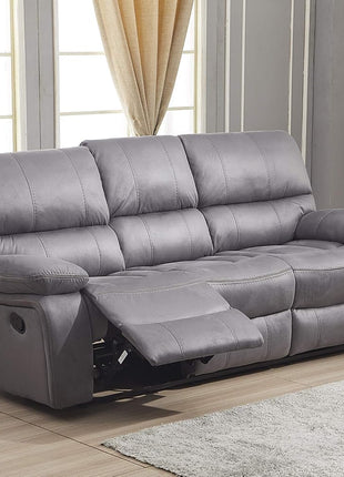 Elegant Grey Microfiber Reclining Sofa and Loveseat Set – The Perfect Blend of Comfort and Style for Your Living Space