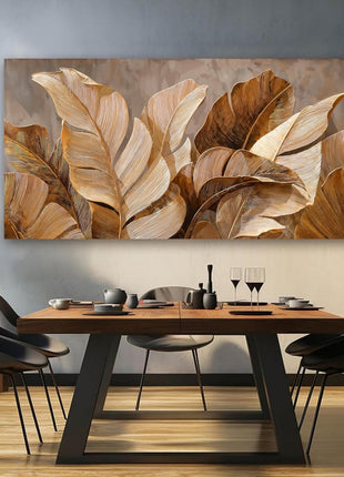 Botanical Canvas Wall Art - Contemporary Brown Artwork for Living Room, Bedroom, and Office Decor - 20" x 40