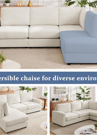 100-Inch L-Shaped Sofa with Reversible Chaise Sectional for Living Rooms, Apartments, and Compact Spaces (Cream)