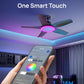 Smart Ceiling Fans with Lights, Low Profile Ceiling Fan with Alexa/App, 52'' Dimmable Lighting & Color Tuning, RGB Ambient Light for Living Room, Game Room, Easy Installation, Quiet, Black