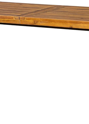Acacia Wood Dining Table for Six with Iron Legs, Sandblasted Finish, Natural Stain, Rustic Metal Accents - 69 x 33 x 30 Inches (Natural)