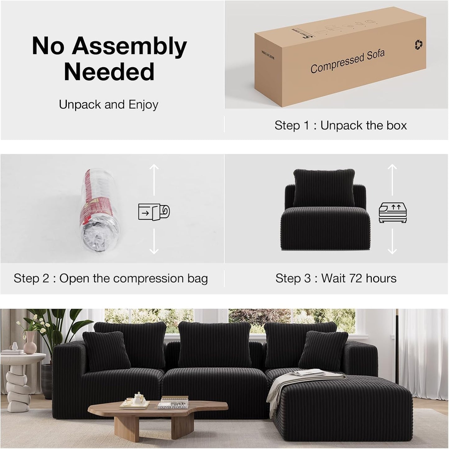 106" Modular Sectional Sofa, Modern Cloud Sectional Couch with Smarts Coil® Support, U-Shape Boneless Couch for Living Room Apartments Bedroom, No Assembly Required (3 Seater + 2 Ottoman)