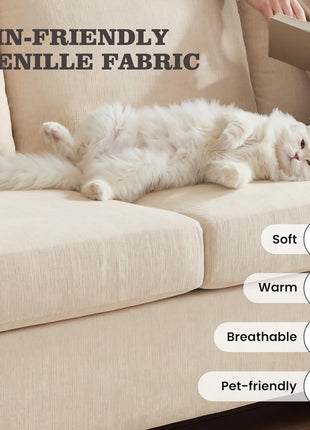 2-Piece Beige Chenille Loveseat and Sofa Set for a Comfortable Living Room Experience, Ideal for Apartments