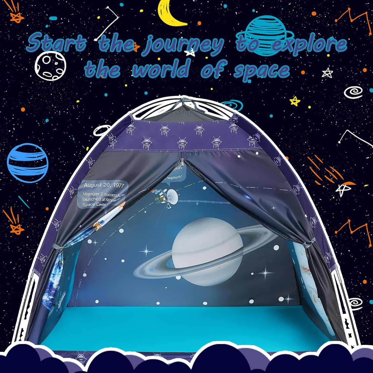 Space World Play Tent Galaxy Dome Playhouse for Boys and Girls Imaginative Play-Astronaut Space for Kids Indoor and Outdoor Fun, Perfect Kid’S Gift- 47" X 47" X 43"