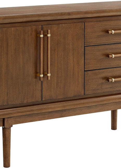 Lyncott Modern 2-Door Dining Server with Fixed Shelf and Felt-Lined Drawers in Light Brown by Signature Design by Ashley