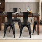 | Metal Dining Chairs | Set of 4 | Black | Stackable Tolix Side Chairs with Backrest | Scratch-Resistant | Non-Slip Feet | Indoor/Outdoor Use | 330 Lbs Capacity | for Kitchen & Restaurant