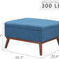 65" W Loveseat Sofa with Ottoman Coffee Table, Mid Century Modern Love Seat Couches for Living Room, Button Tufted Upholstered Small Couch for Bedroom,Easy to Install Love Seats Furniture, Blue | Linen Fabric, Button Tufted, Solid Wood Foot, Pocket Spring, Wood Slats Frame