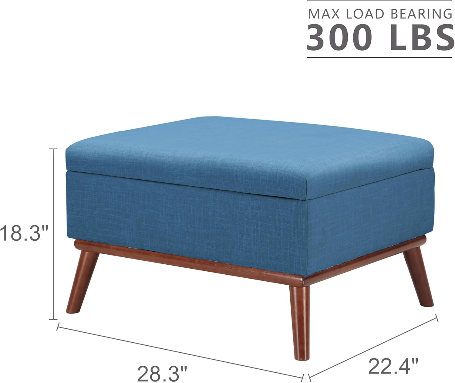 65" W Loveseat Sofa with Ottoman Coffee Table, Mid Century Modern Love Seat Couches for Living Room, Button Tufted Upholstered Small Couch for Bedroom,Easy to Install Love Seats Furniture, Blue | Linen Fabric, Button Tufted, Solid Wood Foot, Pocket Spring, Wood Slats Frame
