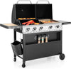 Propane Gas Griddle Grill Combo with Porcelain-Enameled Cast Iron Grate & Cast Iron Pan, Dual BBQ Grill with Flat Top Griddle for Outdoor Kitchen & Backyard Barbecue,696 SQIN Cook Area