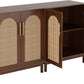 Set of 2 Rattan Sideboard Buffet Cabinet with Storage, 59 Inch Accent Cabinet for Dining Room, Living Room, Kitchen, Rattan and Dark Brown