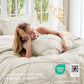 Queen Comforter Set, 7-Piece Bed in a Bag, Pintuck Bedding Sets for All Season, Includes Comforter, Flat Sheet, Fitted Sheet, Pillowcases and Pillowshams, Beige