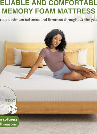 EGOHOME 8-Inch Twin Memory Foam Mattress with Cooling Green Tea Gel, Medium Firm Support, CertiPUR-US Certified, 75" L x 38" W, White Finish