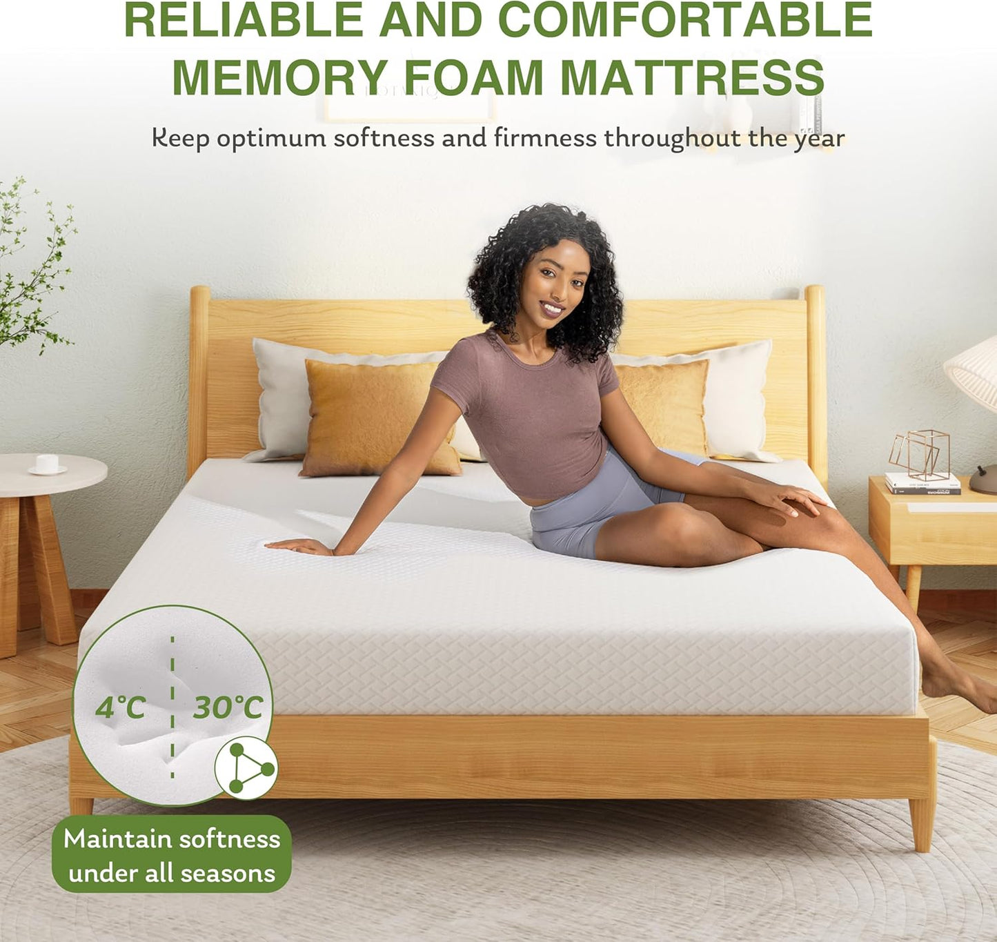 8 Inch Twin Mattress, Memory Foam Mattress with Cooling Green Tea Gel, Relieve Pressure with Medium Firm Support, Certipur-Us Certified, 75''L X 38''W, White