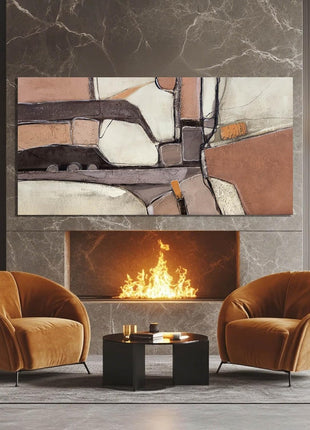 Large Framed Grey Abstract Canvas Art for Living Room, Bedroom, and Office - 24" x 48