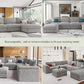 Oversized L Shape Sectional Modular Sofa,Wide Deep Seat Sectional Sofa,Fsc Certified Comfortable Chenille Grey Cloud Modular Sofa