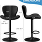 Bar Stools Set of 4 Modern Swivel Bar Chairs, Counter Height Faux Leather Metal Barstools, Upholstered Island Chairs with Back and Footrest, Black