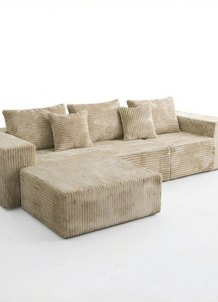 109" L-Shaped Modular Sectional Sofa with Deep Seating, Corduroy Upholstery, Comfortable Sleeper Futon Bed, Left Facing Configuration