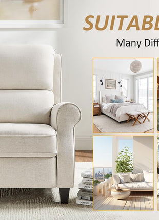 Oversized Modern Recliner Chair for Living Room and Home Theater with Upholstered Push Back and Lumbar Support, Ideal for Bedrooms, Reading Nooks, and Offices