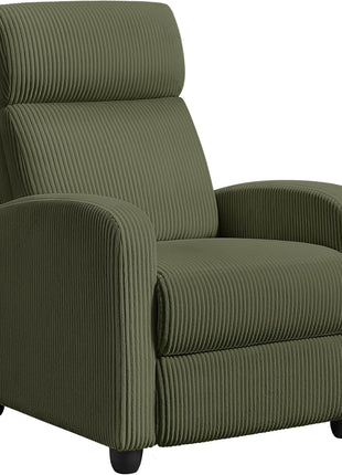 Premium PU Leather Recliner Chair with Lumbar Support, Overstuffed High-Density Foam & Pocket Springs - Push Back Recliner Armchair for Home Theater and Living Room
