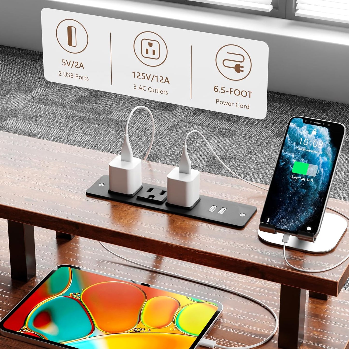 60" Computer Desk with File Cabinet and Storage Shelves, Reversible Home Office Desk with LED Lights, Full Monitor Stand, Power Outlets, Study Gaming Table with 4 Drawers, Rustic Brown