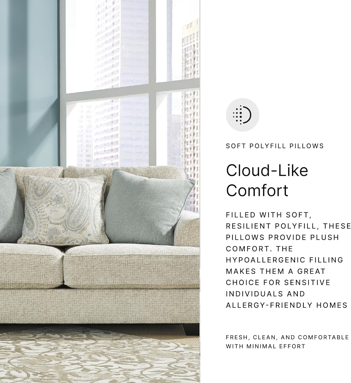 Monaghan Vintage Loveseat with Accent Pillows, Reversible Cushions and Rolled Arms, Beige