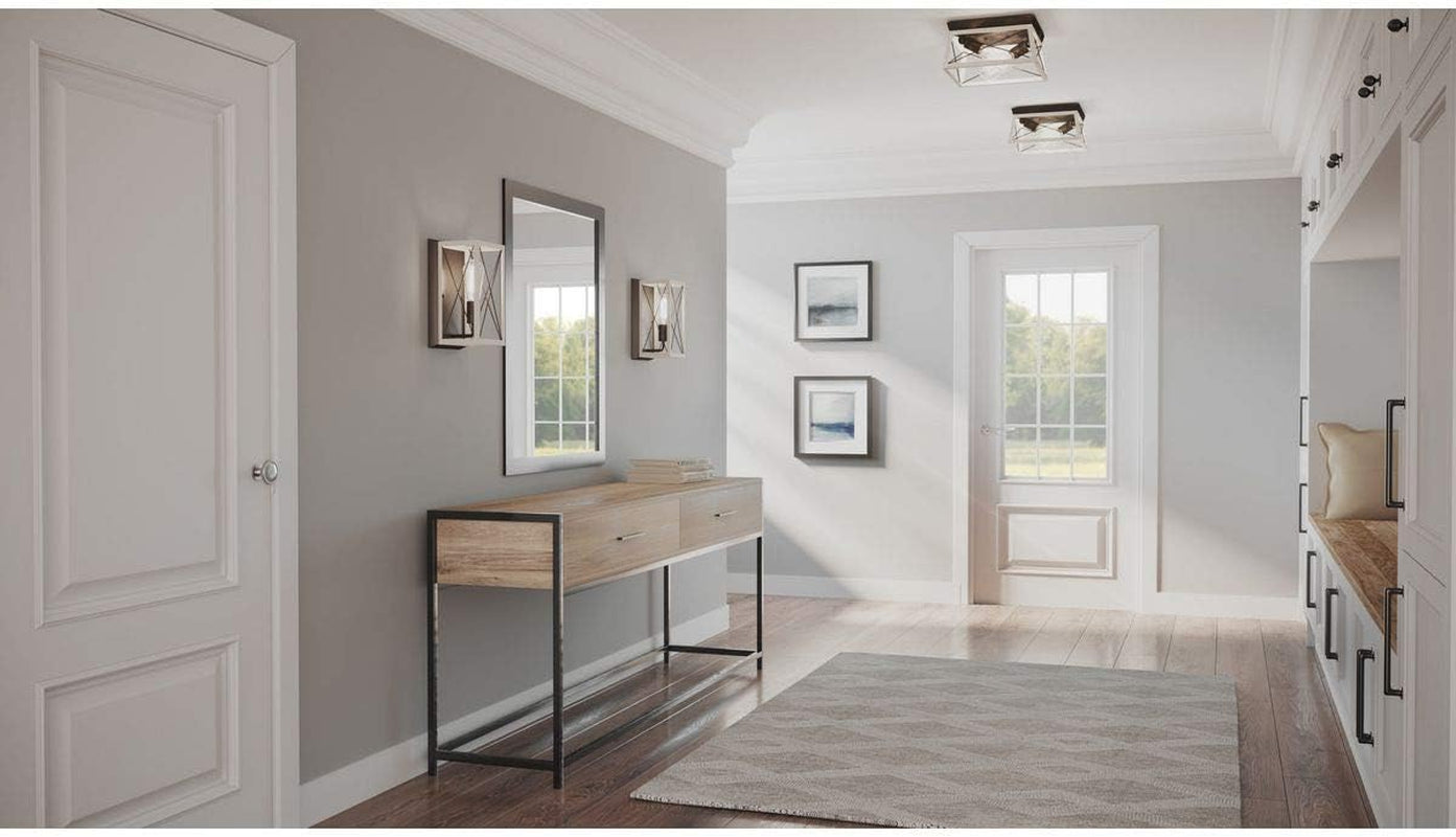 Briarwood Collection 2-Light Ceiling Light, Flush Mount Ceiling Light Fixture for Interior Kitchen Lights, Hallway, Bedroom, Living Room, 12-Inch by 6-Inch, Graphite